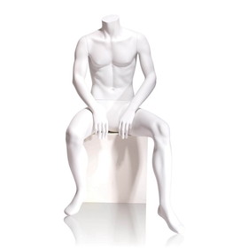Econoco GEN-5-HL Male Mannequin - Headless, Seated, 63"H - Chest: 37", Waist: 30, Hip: 37", True White