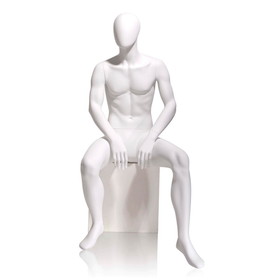 Econoco GEN-5H-OV Male Mannequin - Oval Head, Seated, 73"H - Chest: 37", Waist: 30", Hip: 37", True White