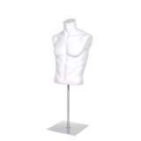 Econoco MBUST12RB Male Torso Form with Base, White, Finish: Matte