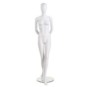 Econoco NIK2OV Female Mannequin - Oval Head, Arms Behind Back, Finish: Matte White