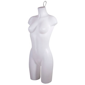 Econoco PEF78W Female Torso Form - No Arms, w/ Wire Loop and 7/8&quot; Flange for Base, Milky White