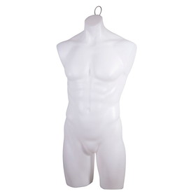 Econoco PEM78W Male Torso Form - No Arms, w/ Wire Loop and 7/8&quot; Flange for Base, Milky White