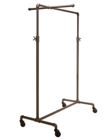 Econoco PSBBCB1ADJ Pipeline Adjustable Ballet Rack with One Cross Bar, 44" - 72"H, 41"W x 22"D, Anthracite Grey