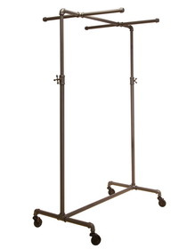 Econoco PSBBCB2ADJ Pipeline Adjustable Ballet Rack with Two Cross Bars, 44" - 72"H, 41"W x 22"D, Anthracite Grey