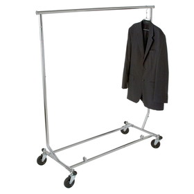 Econoco RCS-2 Heavy Duty Salesman&#39;s Rack - Collapsible Garment Rack - Round Tubing, 48" Hangrail, Two(2) 12" Pullouts, Chrome