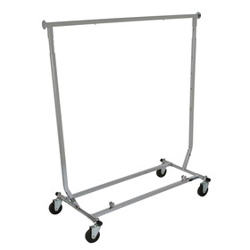 Econoco RCW-4 Collapsible Garment Rack - Square Tubing, 48" hangrail with two 12" pull-out rods, Chrome