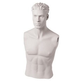 Econoco SYMB-H109 Male Bust w/ Head - Size 40, 38" chest, 30" waist, White