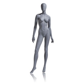 Econoco UBF-2 Female Mannequin - Oval Head, Arms by Side, Turned at Waist, Right Leg Forward, Natural Foundry Finish