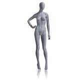 Econoco UBF-3 Female Mannequin - Oval Head, Right Hand on Hip, Legs Slightly Bent, Natural Foundry Finish
