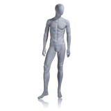 Econoco UBM-2 Male Mannequin - Oval Head, Arms at Side, Right Leg Slightly Bent - Slate Grey, Natural Foundry Finish