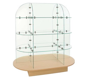 Econoco WDGLOVMP Glass Merchandiser with Oval base, 55"H x 54"L x 30"W
