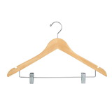 Econoco Wooden Wishbone Suit Hanger With Clips 17 Long