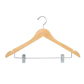 Econoco Wooden Wishbone Suit Hanger With Clips 17 Long
