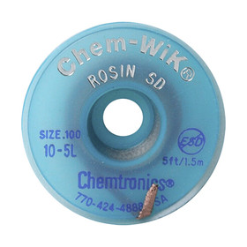 EDMO 10-5L Chem-Wik&#174; Rosin Sd Desoldering Wick , 0.100, 5Ft Bobbin, #4 Blue