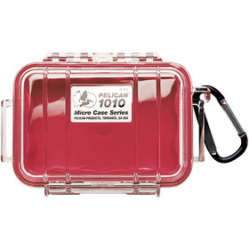 Pelican 1010-028-100 1010 Micro Case , Red With Clear Lid, Includes Rubber Liner