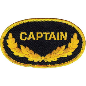 Apollo Emblem 3021 Embroidered Emblem Patch , Oval, "Captain", Black/Yellow, 3.5In