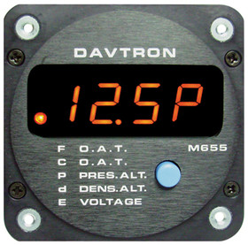 Davtron 655-2 M655 5 Function Indicator Gauge , 2-1/4 Mount, O.A.T. &#186;C/&#186;F, Pressure/Density Altitude, Dc Voltage