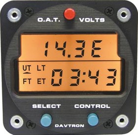 Davtron 803-28V M803 Digital Clock Chronometer, O.A.T., Voltage Gauge , 28V Orange Lighting