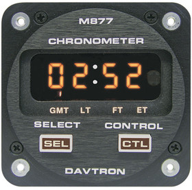 Davtron 1104-877-28V Chronometer/Led Digital Clock With 28V Illuminating Buttons. Displays Universal Time, Local Time, Flight Time, And Elapsed Time