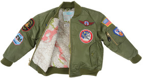 Flightline MA1-B-7 Ma1 Jacket/Green With Patches, Kids Size 7