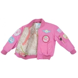 Flightline MA1-P-1416 Youth Ma-1 Flight Jacket , Pink, Nylon, With Patches, Kids-14/16