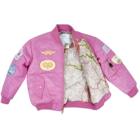 Flightline MA1-P-7 Youth Ma-1 Flight Jacket , Pink, Nylon, With Patches, Kids-7
