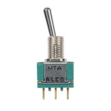 Te Connectivity MTA-106E Toggle Switch/Spdt (Single Pole Double Throw), On-Off-On, Hole Mount, Terminal Seal, Gold Flash Over Silver Plating, Green.