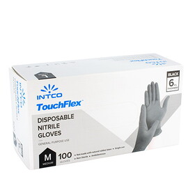 Intco TNXU10045 Disposable Nitrile Gloves | Medium, 6 Mil Thickness, Black