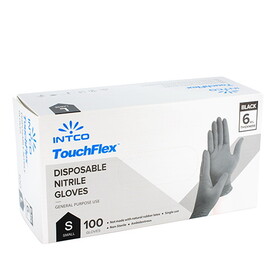 Intco TNXU10044 Disposable Nitrile Gloves | Small, 6 Mil Thickness, Black