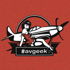 Runway Three-Six #avgeek lady- Men's X-Large "#avgeek" T-Shirt, Red, Men's X-Large