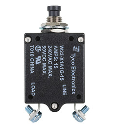 TE Connectivity 6-1393246-6 W23 Series Thermal Circuit Breaker , 15 Amp Rating, Push/Pull Actuator