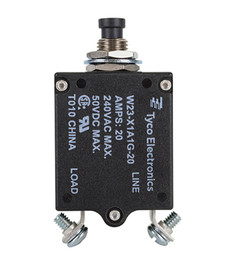 TE Connectivity 6-1393246-8 W23 Series Thermal Circuit Breaker , 20 Amp Rating, Push/Pull Actuator