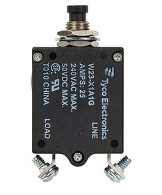 TE Connectivity 6-1393246-9 W23 Series Thermal Circuit Breaker , 25 Amp Rating, Push/Pull Actuator