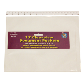 Ashley Productions ASH10405 Clear View Self-Adhesive 12/Pk Document Pocket 9 1/2 X 12