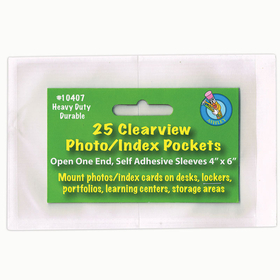 Ashley Productions ASH10407 Clear View Self-Adhesive 25/Pk Pockets Photo/Index Card 4 X 6