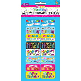 Ashley Productions ASH78016 H Birthday Mini Wboard Eraser 16/Pk