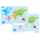 Ashley Productions ASH95002 World Map Learning Mat Double Sided, Write On Wipe Off