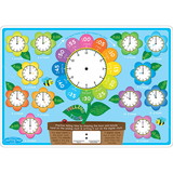 Ashley Productions ASH95018 Telling Time Learning Mat 2 Sided, Write On Wipe Off