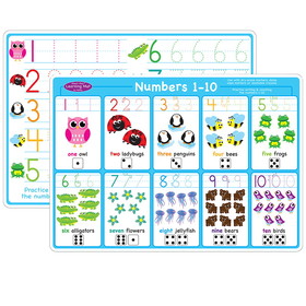 Ashley Productions ASH95023 Numbers 1-10 Learning Mat 2 Sided, Write On Wipe Off