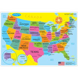 Ashley Productions ASH95600 10Pk Us Map Learning Mat 2 Sided, Write On Wipe Off