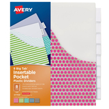 Avery AVE07709 Big Tab 8 Tab Pocket - Insertable Plastic Dividers Set