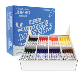 BAZIC Products BAZ1235 Washable Markers Jumbo 200Ct, 8 Colors Class Pk
