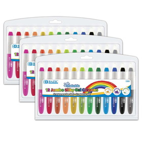 BAZIC BAZ2569-3 12 Color Jumbo Gel Crayons (3 BX)