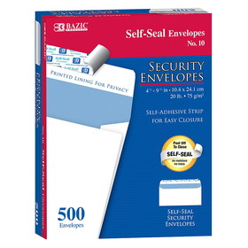 BAZIC Products BAZ5064 No. 10 Self Seal Security Envelopes