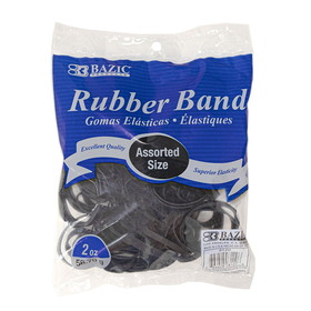 BAZIC Products BAZ6120 Assorted Size Black Rubber Bands