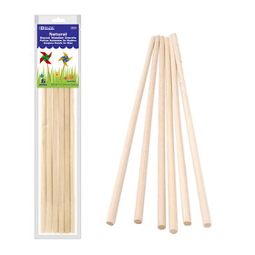 BAZIC Products BAZ6810 Round Natural Wooden Dowel 6Pk