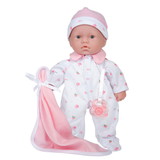 JC Toys BER13107 11In Soft Baby Doll Pink Caucasian, W/Blanket