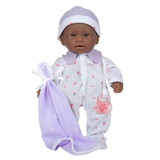JC Toys BER13108 11In Bby Doll Prpl African-American, W/Blanket