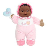 JC Toys BER48003 12In Babys First Soft Doll Hispanic, W/Rattle