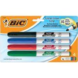 Bic USA BICGDEP41AST Bic Great Erase Dry Erase Fine Point Markers 4 Pack Low Odor